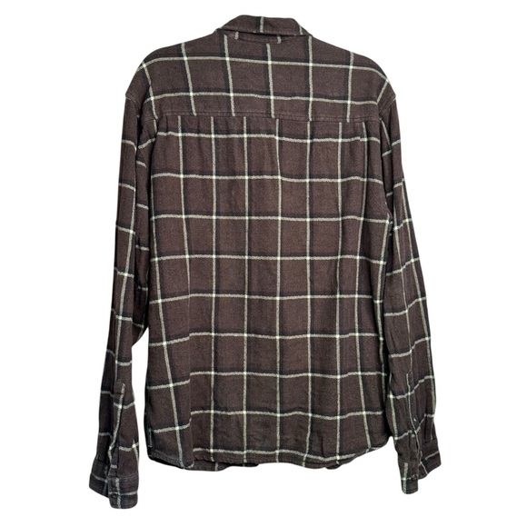 Prana Breathe Mens Brown White Button Up Shacket Flannel Shirt XL Cotton - Picture 2 of 7